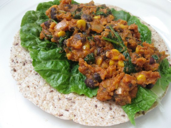 spinach sweet potato and black bean burrito