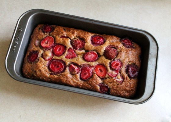 whole wheat strawberry banana bread