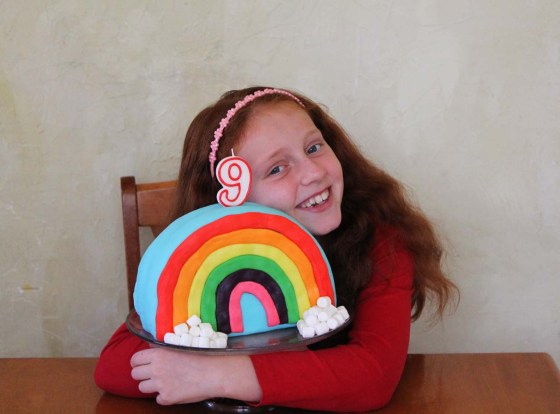girls rainbow fondant birthday cake